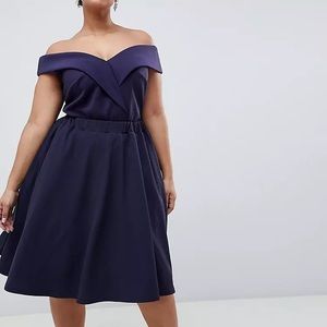 5 for $35 Sale: Bardot Top and Skirt Skater Dress, Navy Blue, Sz 18, from ASOS